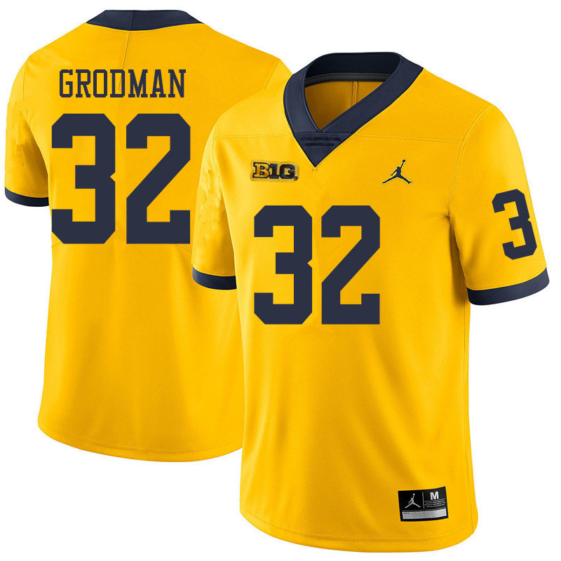 Jordan Brand Men #32 Louis Grodman Michigan Wolverines College Football Jerseys Sale-Yellow - Click Image to Close
